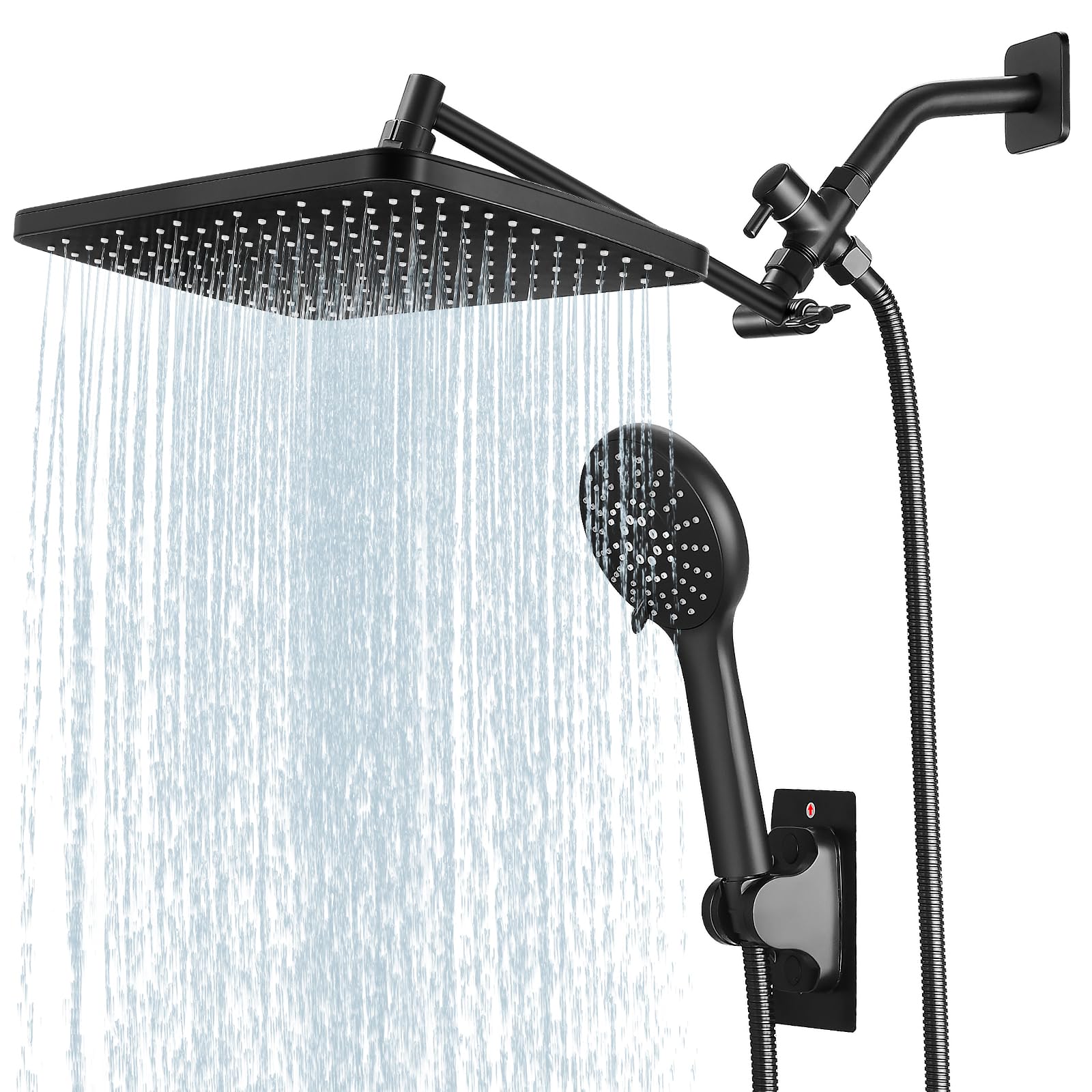 RNDIOZD Shower Head with Handheld, High Pressure Black Rain Shower